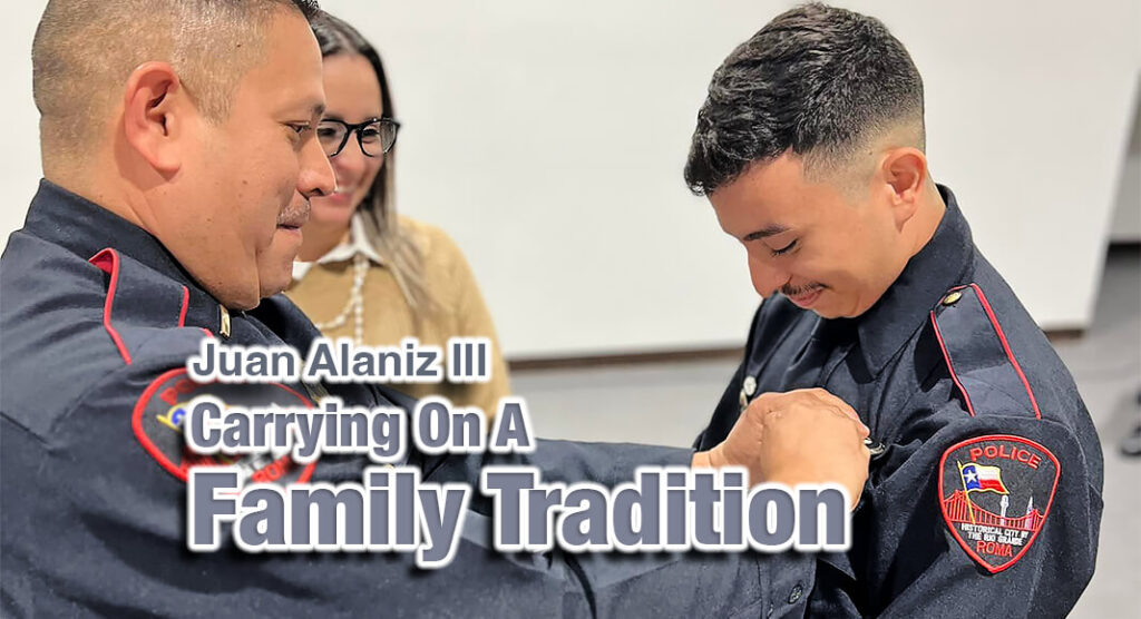 Juan Alaniz III was commemorated by his father during STC's Police Academy completion ceremony in December 2023. STC image