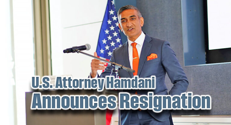 U.S. Attorney Hamdani Announces Resignation