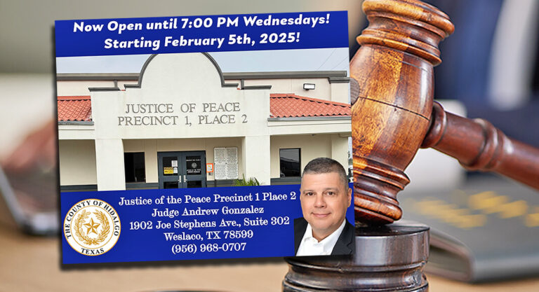 Hidalgo County Justice of The Peace Precinct 1, Place 2 Extends Office Hours on Wednesday Evenings