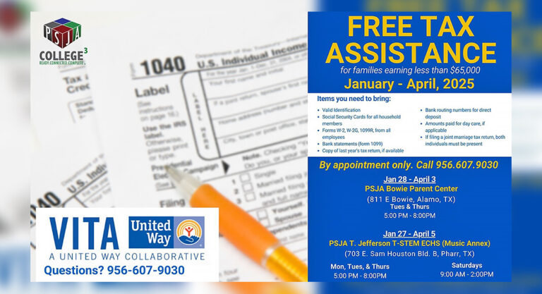 Free Income Tax Preparation Services for Qualifying Taxpayers at PSJA ISD