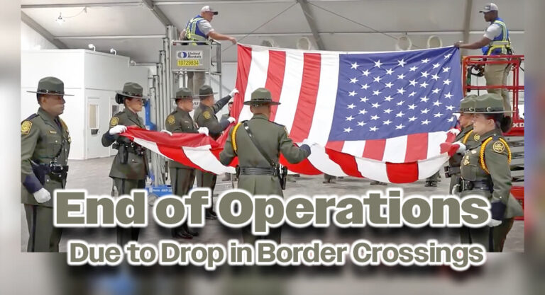 U.S. Flag Lowered as Border Patrol Closes Donna Immigrant Processing Center