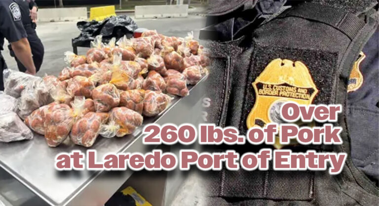 CBP Uncovers Over 260 Pounds of Pork in a Vehicle at Laredo’s Juarez-Lincoln Bridge