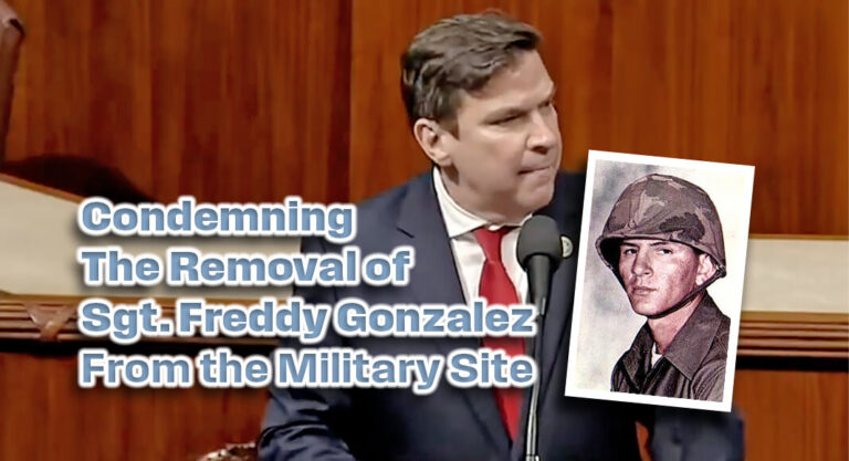 Rep. Vicente Gonzalez Condemns Removal of Sgt. Freddy Gonzalez from the Military Site