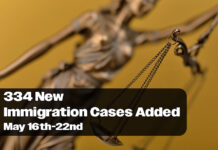 334 New Immigration Cases Added May 16th-22nd