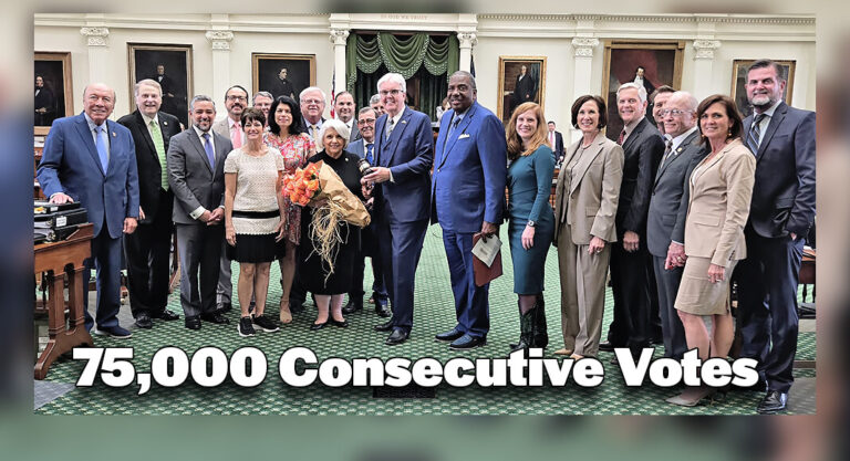 Dean Senator Zaffirini Casts 75,000th Consecutive Vote