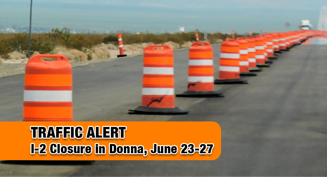 A full closure of eastbound Interstate 2 (I-2) in Donna is planned Monday through Friday of this week, evenings and overnight, from 9 p.m. to 6 a.m., for pavement repairs. Image for illustration purposes