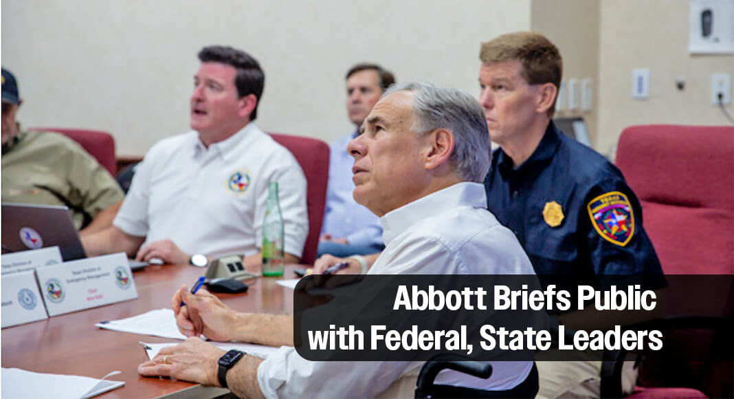 Governor Greg Abbott and state emergency leaders monitor real-time weather data at the State Operations Center as they coordinate Texas’s response to ongoing flood threats. Photo: Office of The Governor