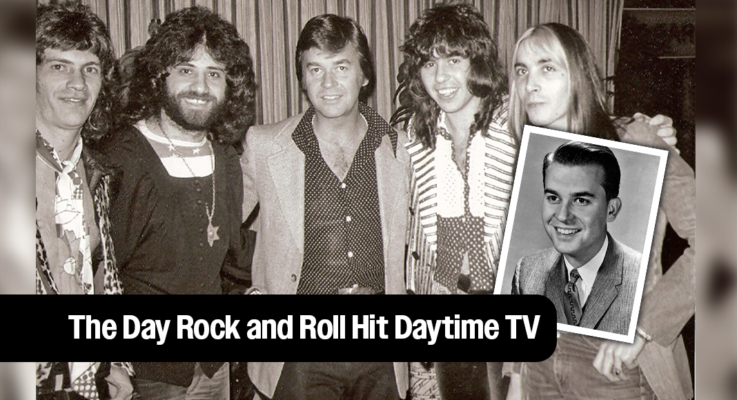 American Bandstand host Dick Clark. Photo in the Public Domain. Dick Clark with Les Variations, Hollywood, 1974. Photo by Douglas Yeager, Manager of Les Variations under CC BY-SA 3.0, via Wikimedia Commons