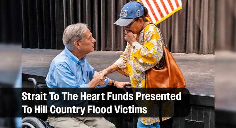Governor Presents Strait To The Heart Funds To Hill Country Flood Victims