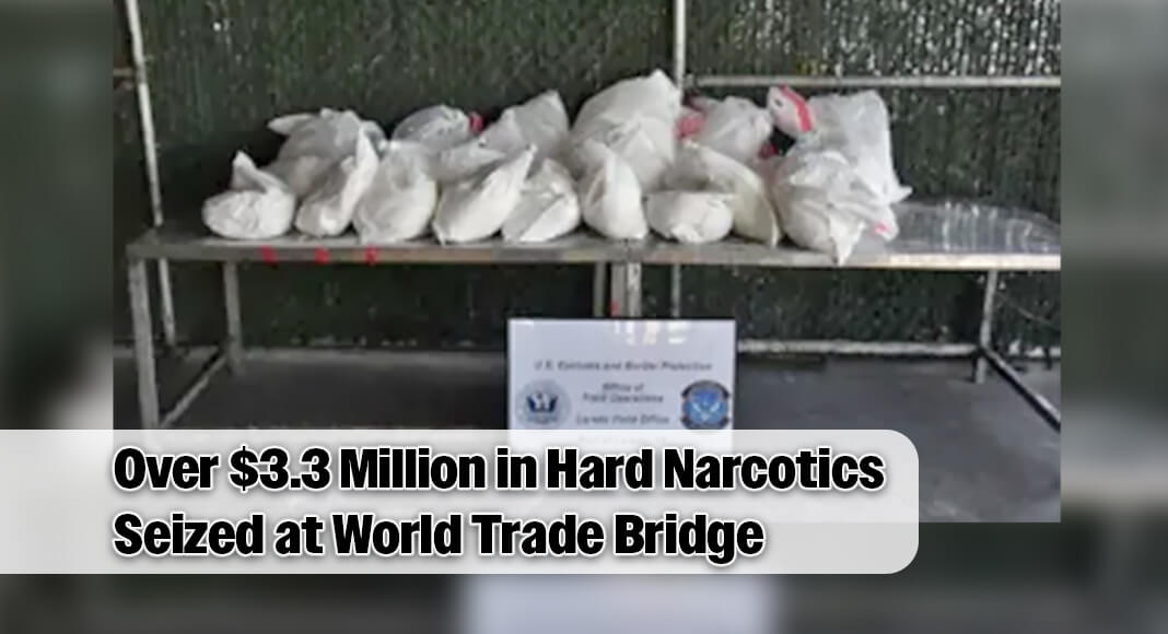 Packages containing 368.17 pounds of methamphetamine seized by CBP officers at World Trade Bridge. USCBP image