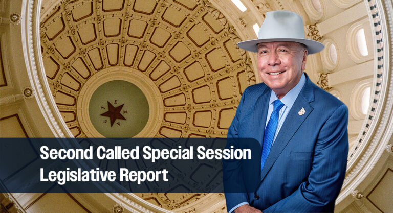 Senator Juan “Chuy” Hinojosa’s 89th Legislature, Second Called Special Session Legislative Report