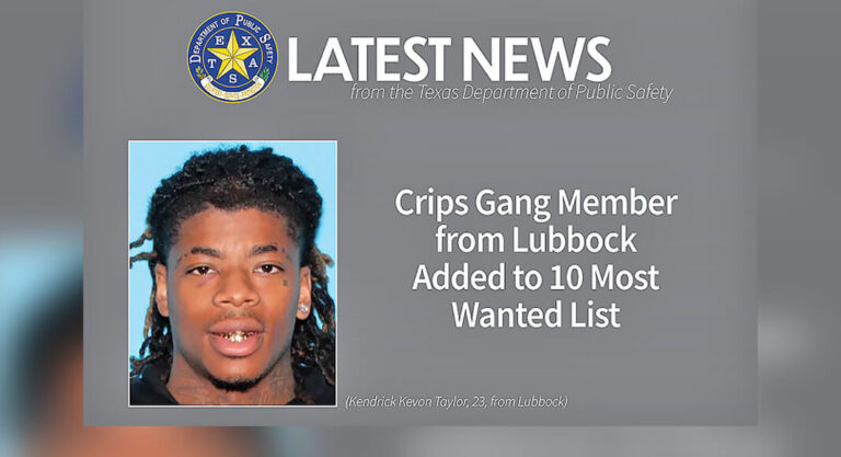 Crips Gang Member from Lubbock Added to 10 Most Wanted List