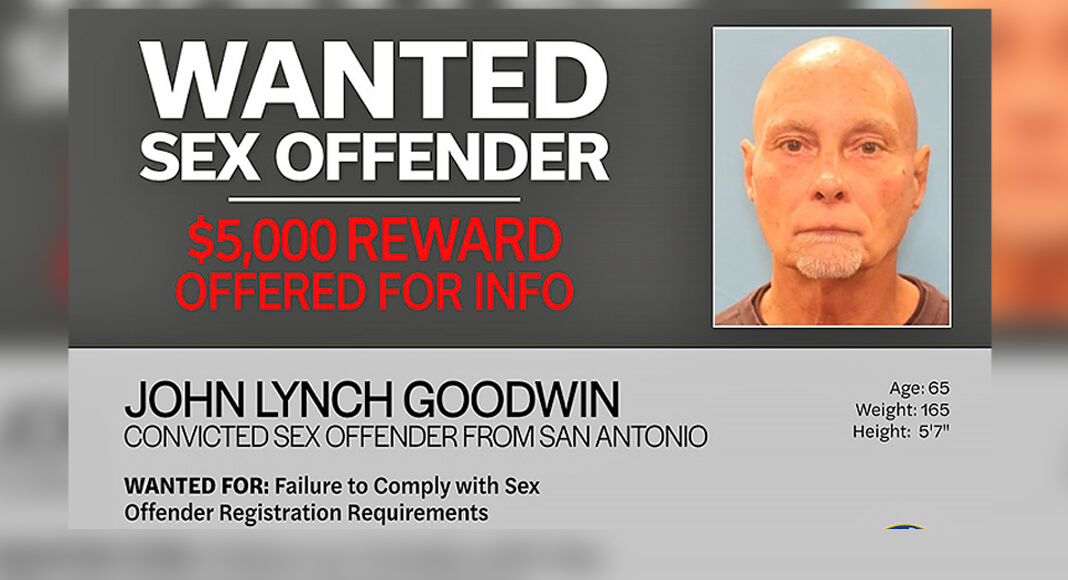 The Texas Department of Public Safety (DPS) has added John Lynch Goodwin to the Texas 10 Most Wanted Sex Offenders List, and Texas Crime Stoppers is now offering a cash reward of up to $5,000 for information leading to his arrest. All tips are guaranteed to be anonymous. Photo: Texas DPS