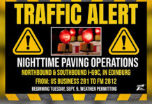 TRAFFIC ALERT- Nighttime Paving on I-69C in Edinburg Starting Sept. 9th
