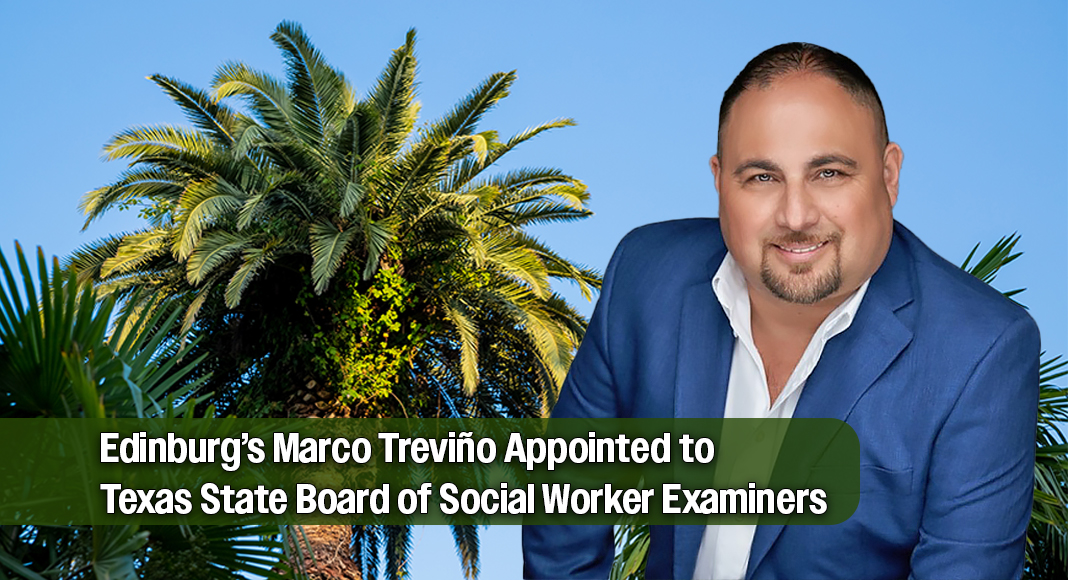 Governor Greg Abbott appointed Marco Treviño to the Texas State Board of Social Worker Examiners for a term set to expire on February 1, 2029. The Board is responsible for regulating the practice of social work in Texas. Image source: LinkedIN. Bgd for illustration purposes
