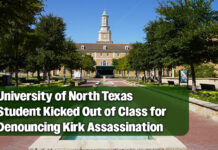University of North Texas for Kicks Student Out of Class for Denouncing Kirk Assassination