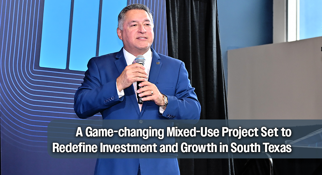 Mayor Javier Villalobos speaks during the announcement of the Boeye Reservoir Redevelopment Project. This 70-acre mixed-use destination will redefine McAllen’s growth and economic landscape. Photo by Roberto Hugo González