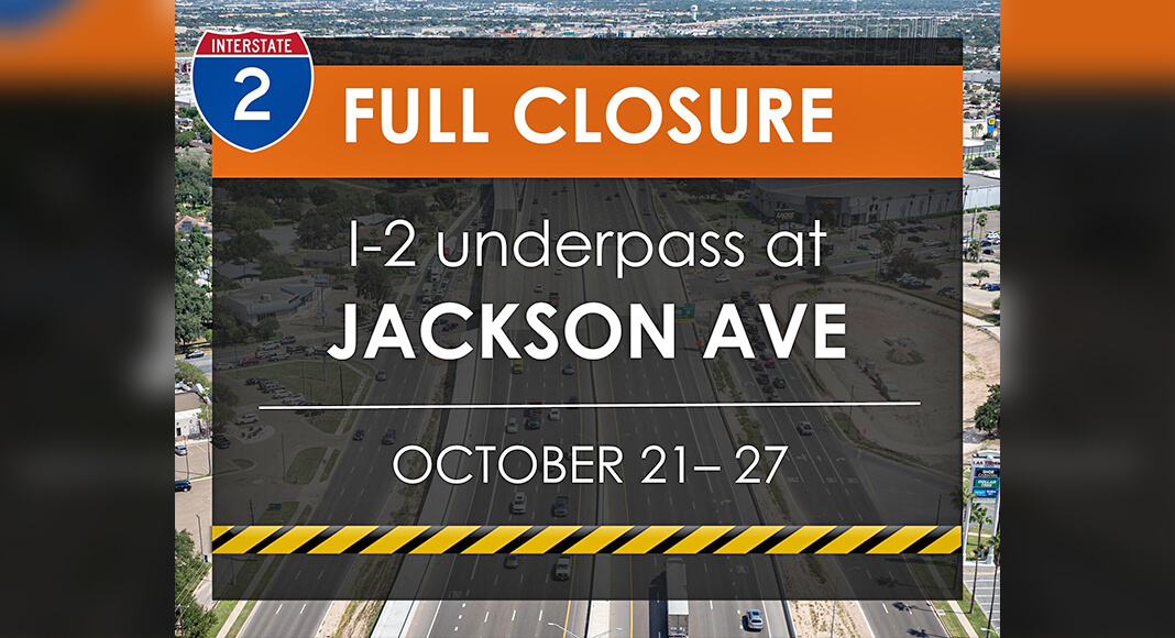 The Jackson Avenue underpass at I-2 will be temporarily closed this week for construction activities related to the I-2 / I-69C Interchange project. Courtesy image
