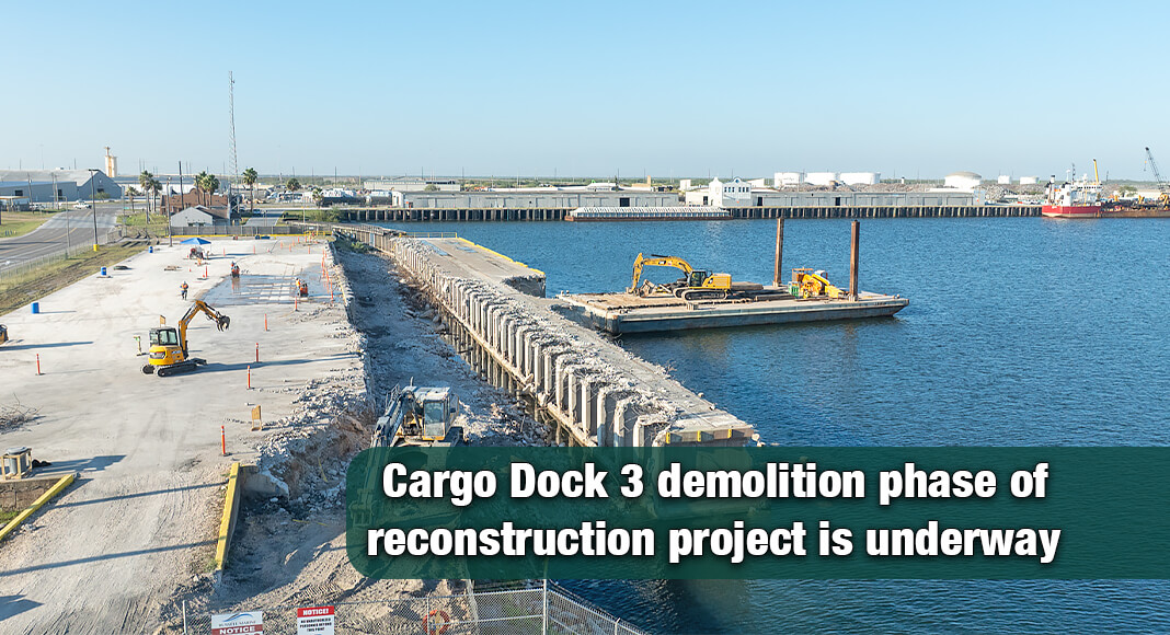 Demolition has begun on Cargo Dock 3 at the Port of Brownsville, kicking off a major reconstruction project to modernize the nearly 90-year-old facility. The upgraded dock will handle larger vessels and boost the port’s efficiency and capacity, supporting continued growth in international maritime trade. Image courtesy of Port of Brownsville