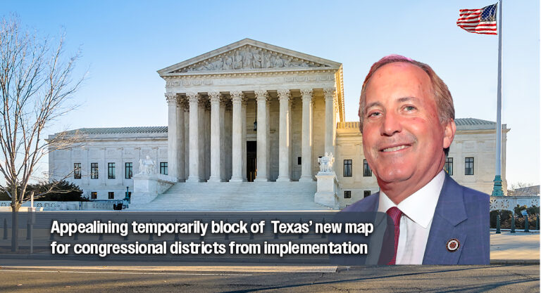 Paxton Will Appeal Federal Court Decision Stalling Texas’ New Congressional Map to SCOTUS