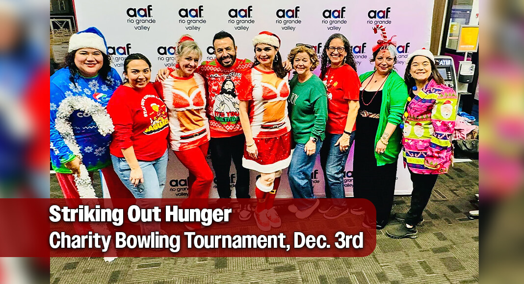 Taking place at Flamingo Bowl on Wednesday, December 3, the fourth annual event will benefit Food Bank RGV and Salvation Army Angel Tree. Image courtesy of STHS