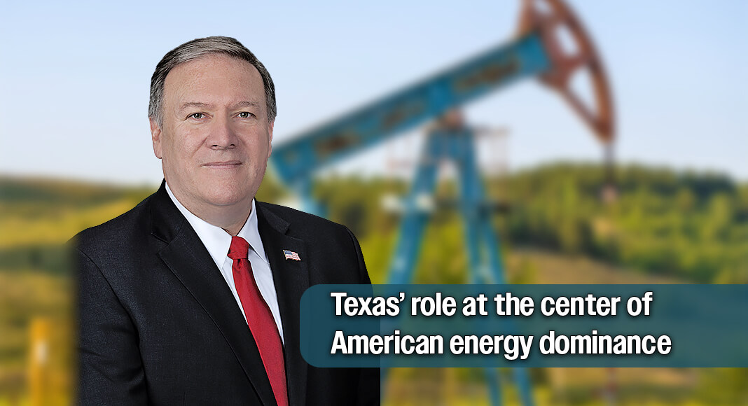 70th U.S. Secretary of State Mike Pompeo headlined the Texas Oil & Gas Association’s (TXOGA) Lone Star Energy Forum. Image: public Domain via Wikimedia Commons. Bgd for illustration purposes