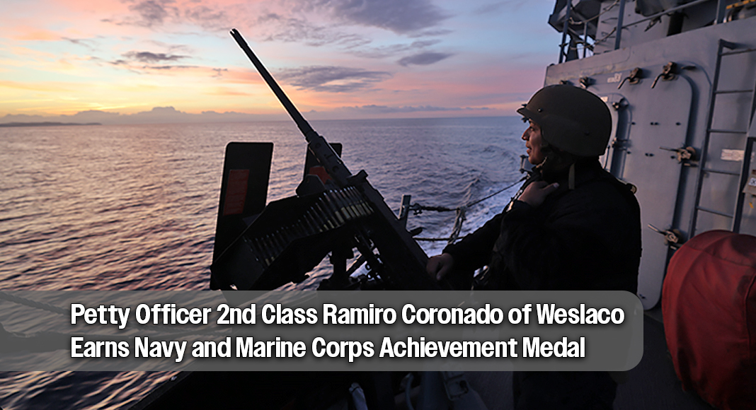 Petty Officer 2nd Class Ramiro Coronado, a Weslaco, Texas, native serving aboard USS Roosevelt, recently earned a Navy and Marine Corps Achievement Medal for bringing a vital point defense weapon system back to readiness condition. Image courtesy of US Navy
