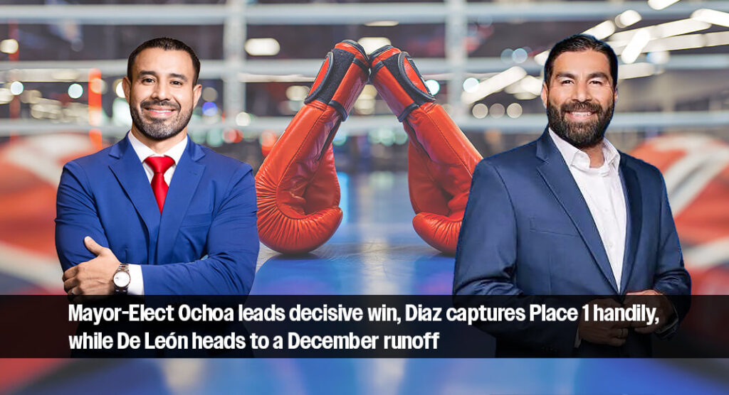 Jason De Leon and Moises Segovia head to a runoff election in December. Image: De Leon, @Councilman-Jason-De-Leon-Place-2-Edinburg-Tx via facebook: Segovia, @moises.segovia via facebook