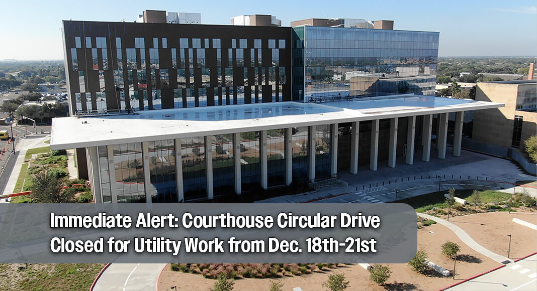 The closure will begin at 6 p.m. on Thursday, December 18, and will remain in effect through Sunday, December 21. During this time, vehicle access to the service drive will be restricted and the roadway will be closed to ensure public safety while work is underway. Along with the closure, access to the accessible parking spots at the entrance of the circular drive will also be closed. Courtesy image