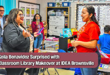 Scholastic Surprises IDEA Brownsville Kindergarten Teacher with New Classroom Library