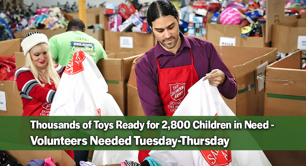 Volunteer opportunities are available from 8:30 AM-Noon, and 12:30-4 PM at The Salvation Army at 1600 N 23rd St. in McAllen. Courtesy image
