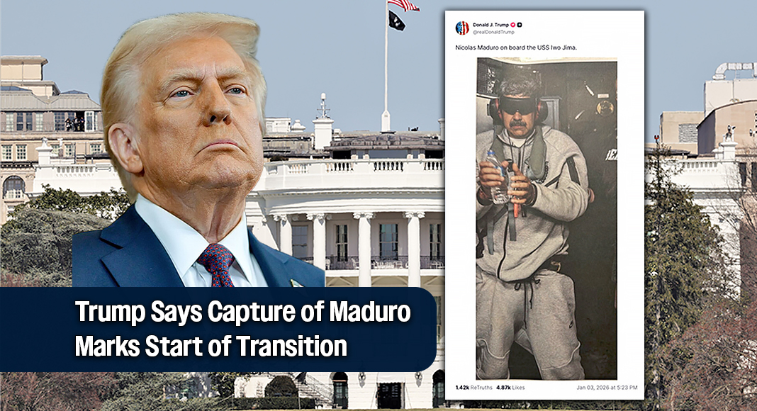 A post by President Donald Trump via Truth Social shows a picture of Venezuelan President Nicolas Maduro, after Trump said the U.S. had struck Venezuela and captured him, in Caracas, Venezuela, Jan. 3, 2026. Image provided by Donald J. Trump (@realDonaldTrump) via Truth Social. Bgd for illustration purposes