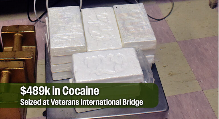 Brownsville CBP officers seize $489k in Cocaine at Veterans International Bridge