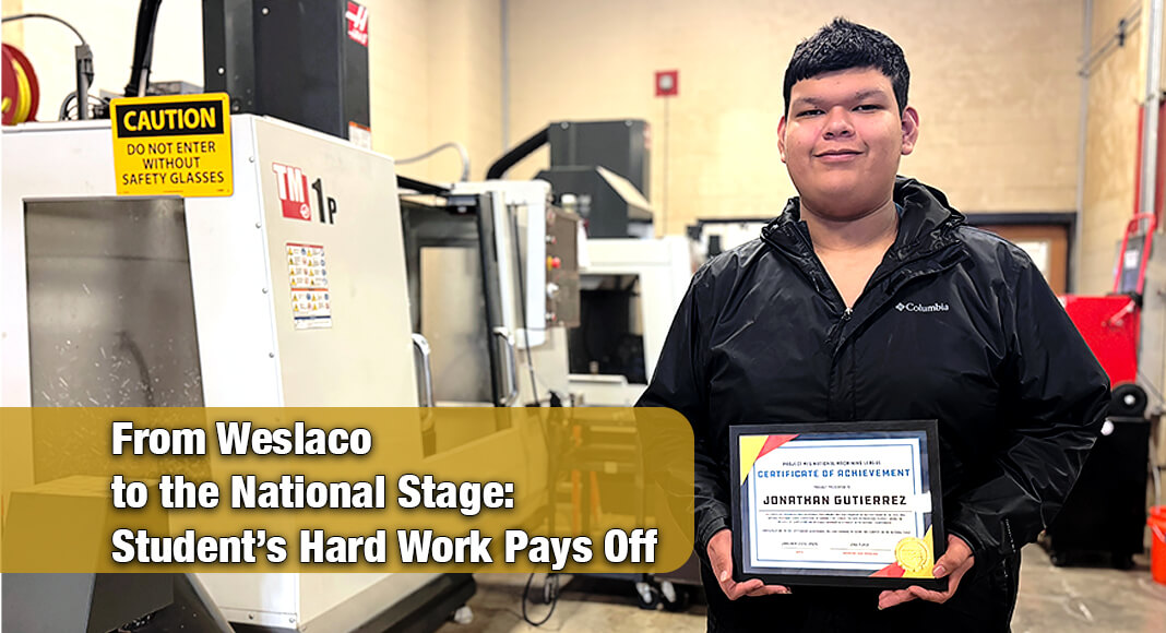 South Texas College Dual Credit Program student Jonathan Gutierrez has earned second place in Project MFG’s Advanced Manufacturing competition and is now headed to nationals in Illinois this March. STC image