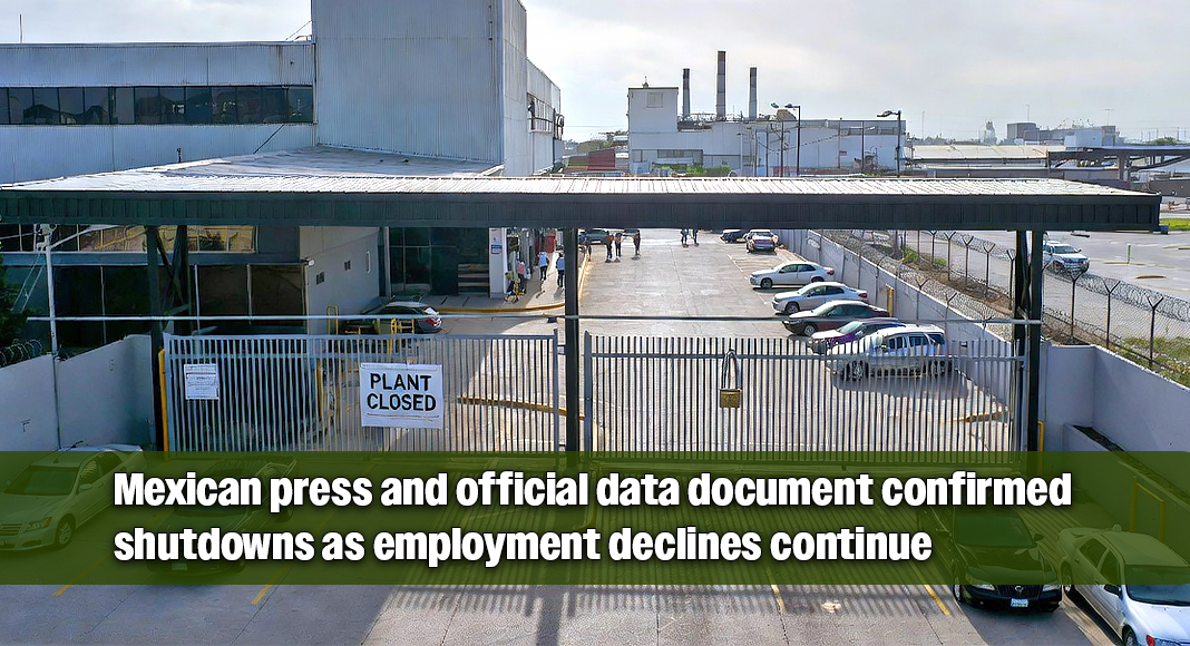 A closed manufacturing plant in Mexico stands with locked gates and an empty parking lot, reflecting confirmed shutdowns that have contributed to tens of thousands of manufacturing job losses in late 2025 and early 2026, according to INEGI and Mexican media reports. Image for illustration purposes.