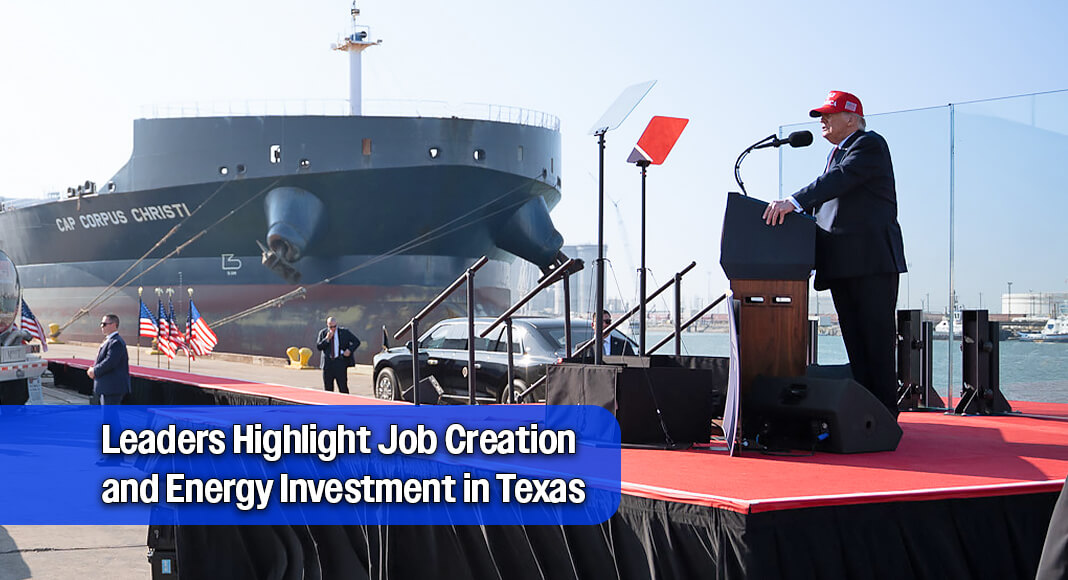 Governor Greg Abbott and President Donald J. Trump highlighted the strength of Texas' booming economy at the Port of Corpus Christi. Photo: Office of The Governor