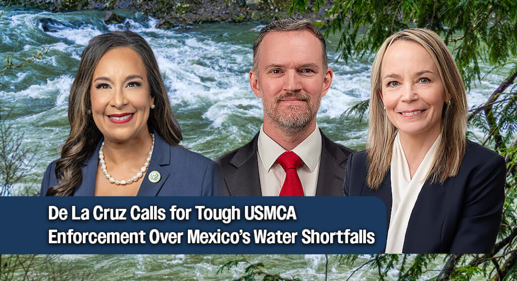 De La Cruz Leads Texas Delegation Urging USMCA Enforcement of 1944 Water Treaty