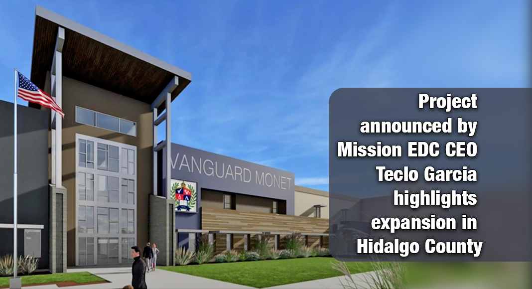 A rendering of the new Vanguard Academy Monet campus in Mission showcases a grand front facade designed to anchor the 20-acre site, reflecting the scale of the $40 million investment and its role in expanding educational opportunities in Hidalgo County. Courtesy image