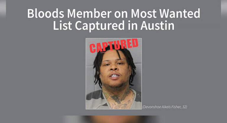 Bloods Member on Most Wanted List Captured in Austin
