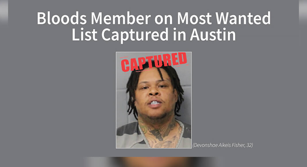 Texas 10 Most Wanted Fugitive Devonshae Aikeis Fisher is back in custody after being captured in Travis Co. on Thursday. A Texas Crime Stoppers will not be paid for his arrest. Photo: Texas DPS