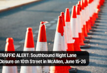 TRAFFIC ALERT: Southbound Right Lane Closure on 10th Street in McAllen, June 15-26