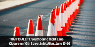 TRAFFIC ALERT: Southbound Right Lane Closure on 10th Street in McAllen, June 15-26