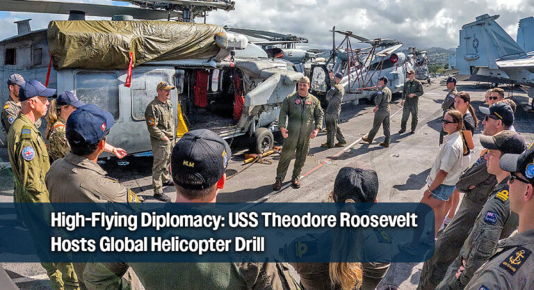 USS Theodore Roosevelt Welcomes Allied Choppers in Historic Maritime Exchange