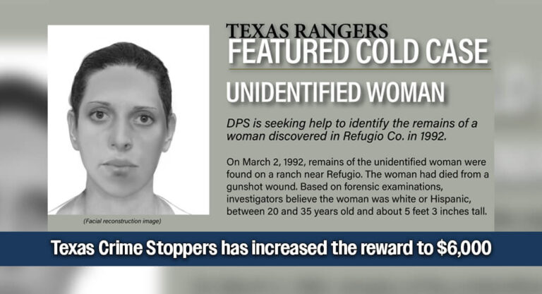 Texas DPS Increases Reward to $6,000 for 1992 Refugio County Cold Case