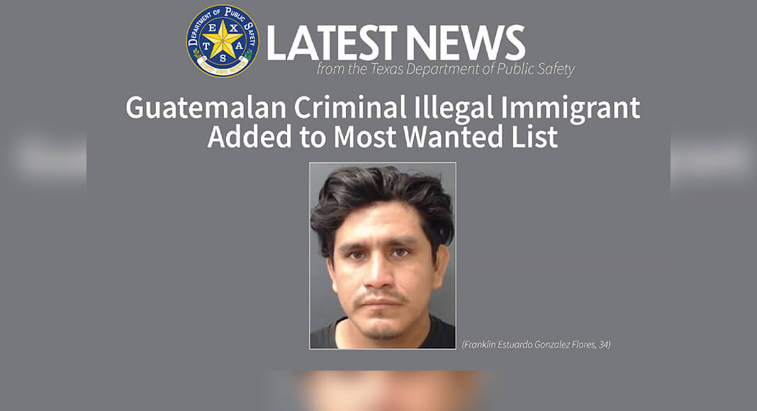 The Texas Department of Public Safety (DPS) has added Franklin Estuardo Gonzalez Flores – a violent offender from Guatemala – to the Texas 10 Most Wanted Criminal Illegal Immigrants List. Photo: Texas DPS