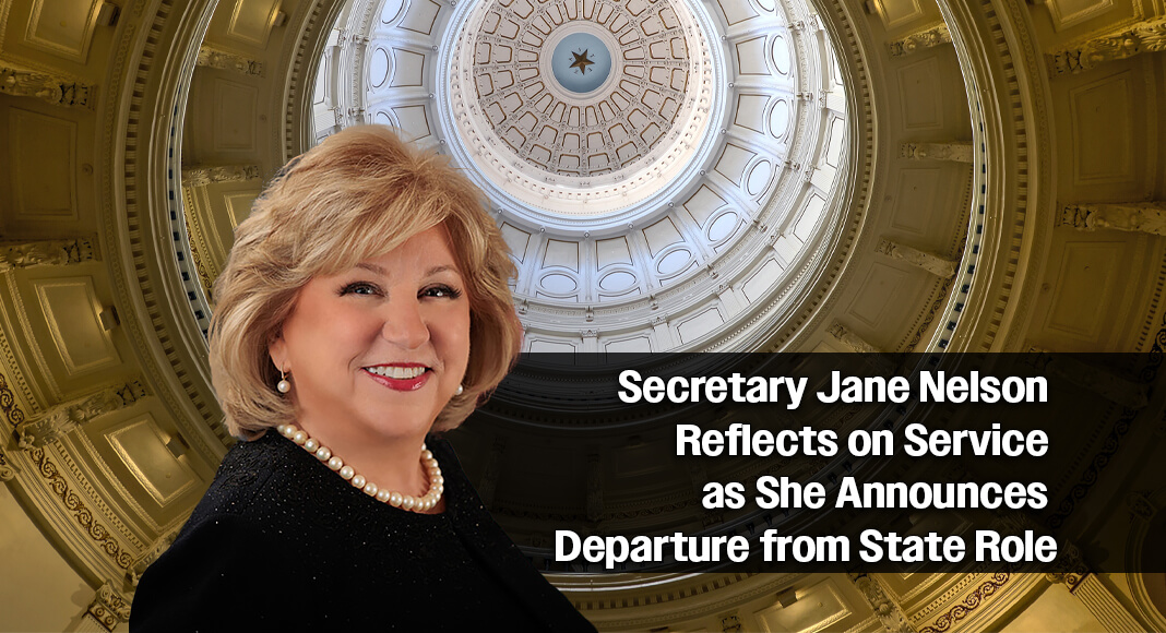 Texas Secretary of State Jane Nelson today announced her plans to depart the agency effective Friday, July 17. Image for illustration purposes