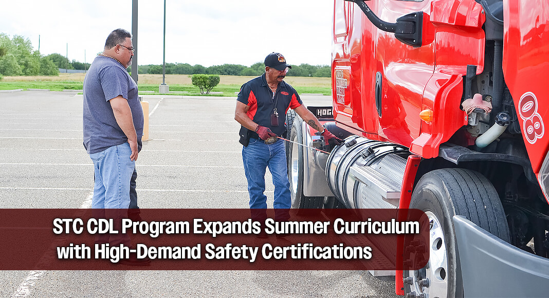 Beginning July 1, South Texas College’s Commercial Truck License Institute will begin expanding professional development opportunities for commercial drivers with a new 18-hour training program that combines Occupational Safety and Health Administration (OSHA 10) instruction with hazardous materials endorsement preparation. STC image
