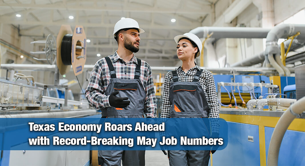 Governor Greg Abbot celebrated a new record high for total jobs in Texas as May labor market data shows Texas added jobs at a faster annual rate than the U.S. over the last 12 months. Image for illustration purposes