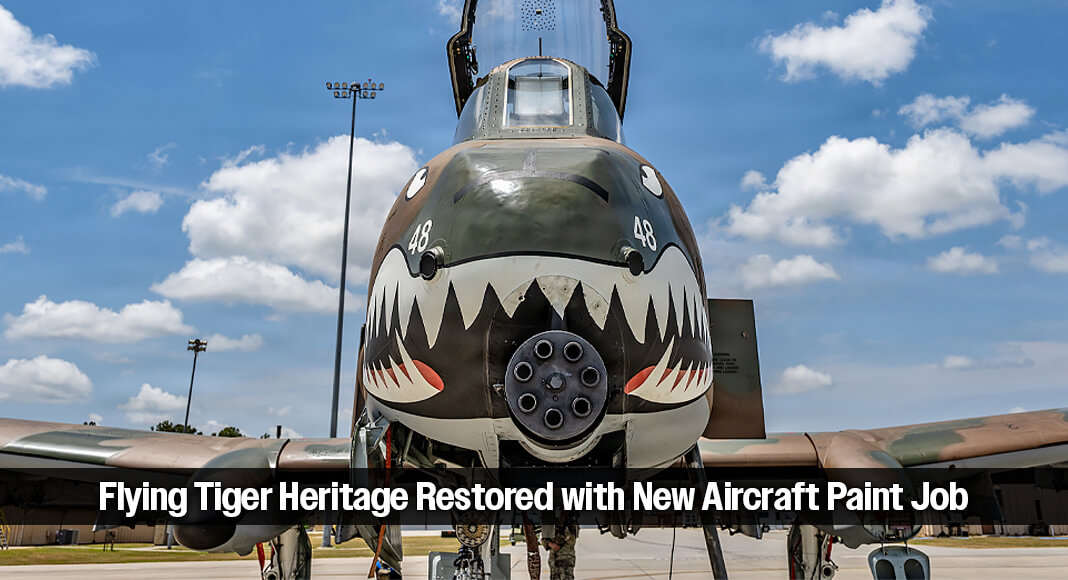 A heritage A-10C Thunderbolt II is positioned on the flight line at Moody Air Force Base, Ga., April 28, 2026. The aircraft now displays the distinctive Flying Tigers-inspired paint scheme applied by airmen assigned to the 23rd Maintenance Squadron. Photo credit: Air Force Senior Airman Savannah Carpenter via US DOW