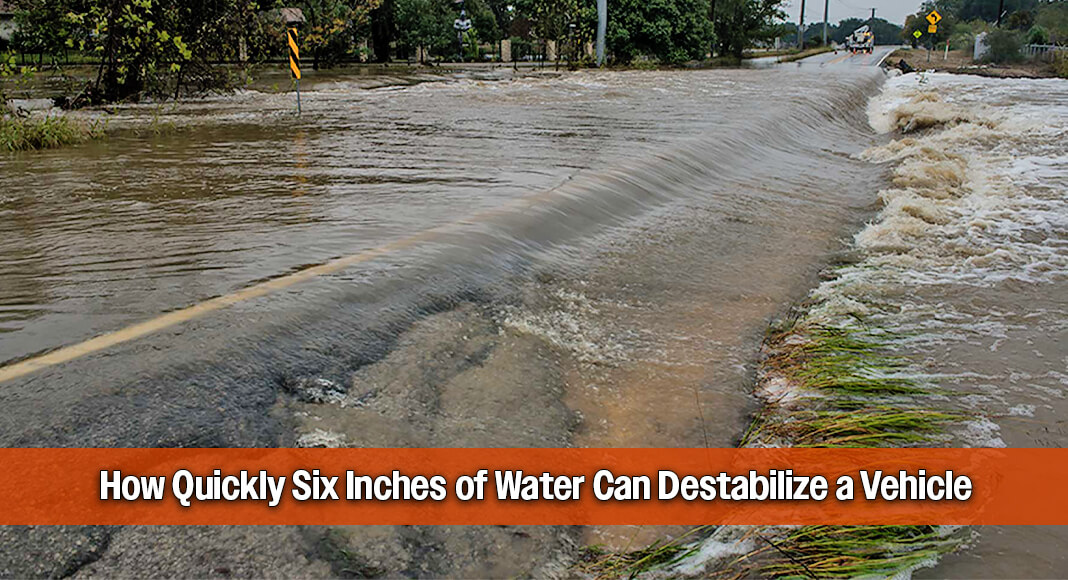 Only six inches of swiftly moving water — enough to barely reach most people’s ankles — can cause drivers to lose control of their vehicles, even heavy pickup trucks and SUVs. That’s a major reason why most flood-related deaths in Texas happen in vehicles. Image courtesy of TxDOT